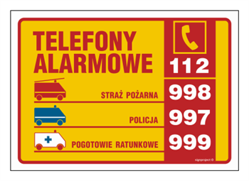 DA003 Tabliczka telefonów alarmowych