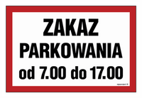 ND051 Zaka parkowania od 7.00 do 17.00