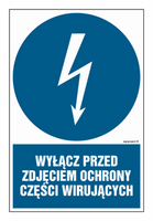 HE015 Wyłącz przed zdjęciem ochrony wirujących części - arkusz 9 naklejek