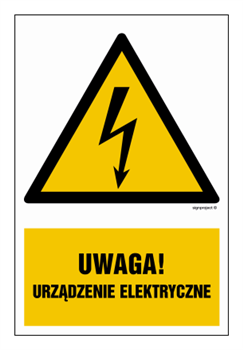 HA022 Uwaga urządzenie elektryczne - opakowanie 10 sztuk