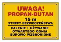 JD055 Uwaga!Propan-butan15m strefy bezpieczeństwa