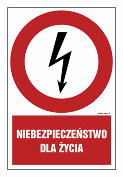 HC001 Niebezpieczeństwo dla życia - arkusz 9 naklejek