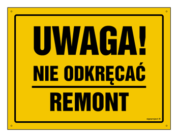 OA018 Uwaga! Nie odkręcać