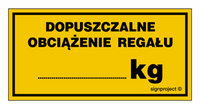 NC095 Dopuszczalne obciążenie regału ....... kg - arkusz 6 naklejek