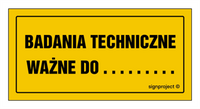 NC125 Badania techniczne ważne do ......... - arkusz 6 naklejek