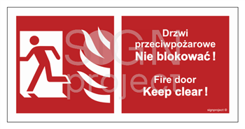 BC050 Drzwi przeciwpożarowe, Nie blokować ! Fire door, Keep clear ! lewostronne