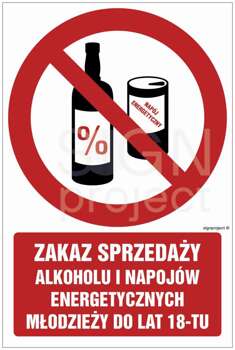 GC092 Zakaz sprzedaży alkoholu i napojów energetycznych młodzieży do lat 18-tu - arkusz 9 naklejek