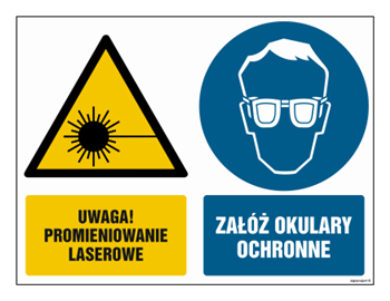 GM024 Uwaga promieniowanie laserowe Załóż okulary ochronne