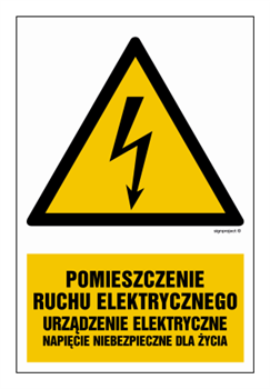 HA028 Pomieszczenie ruchu elektrycznego urządzenie elektryczne napięcie niebezpieczne dla życia