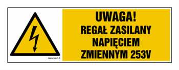 HB025 Uwaga regał zasilany napięciem zmiennym 253 V