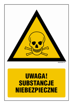 JA017 Uwaga substancje niebezpieczne - arkusz 9 naklejek