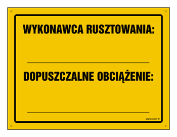 OA129 Wykonawca rusztowania: ... Dopuszczalne obciążenie: ...