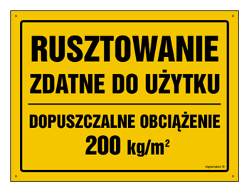 OA145 Rusztowanie zdatne do użytku Dopuszczalne obciążenie 200 kg/m2