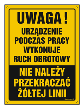 OA169 Uwaga! Ruch obrotowy urządzenia nie przekraczać żółtej linii