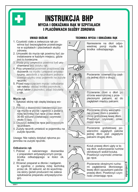 DD017 Instrukcja BHP mycia i odkażania rąk w szpitalach i placówkach służby zdrowia