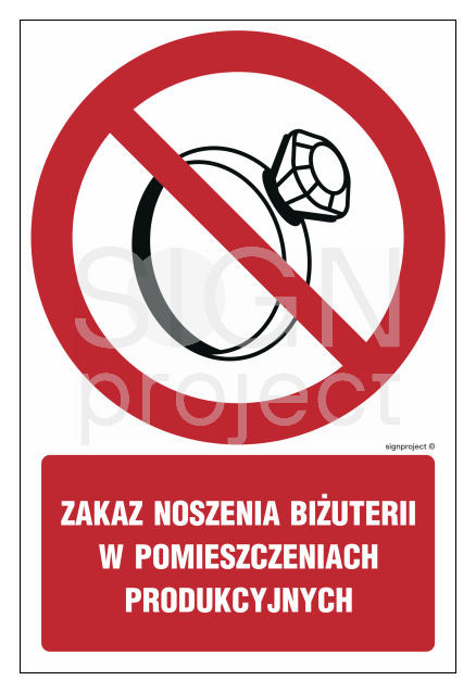 GC038 Zakaz noszenia biżuterii w pomieszczeniach produkcyjnych