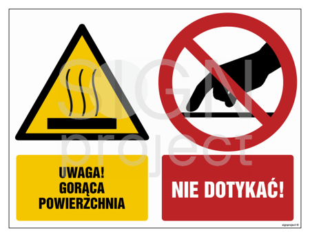 GM016 Uwaga gorąca powierzchnia Nie dotykać