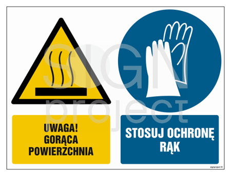 GM021 Uwaga gorąca powierzchnia Stosuj ochronę rąk