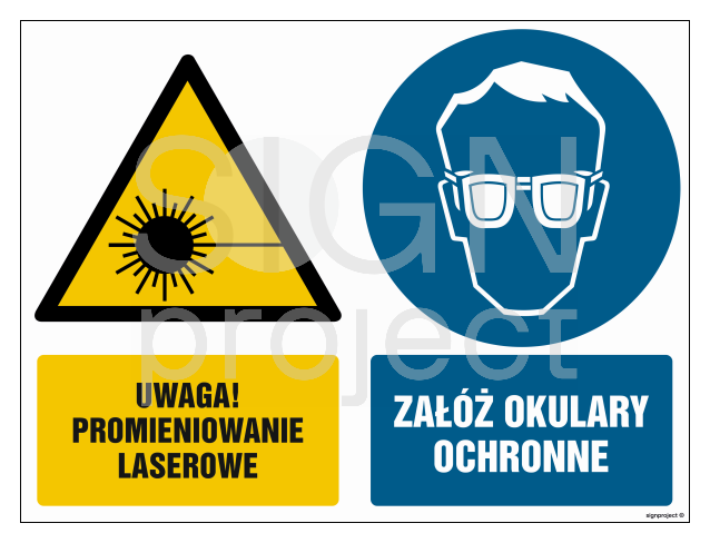 GM024 Uwaga promieniowanie laserowe Załóż okulary ochronne