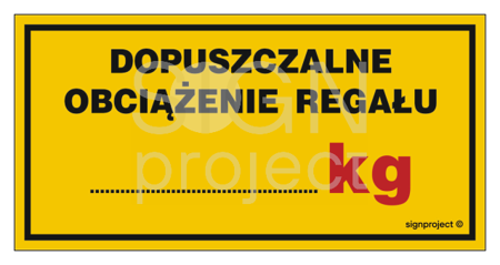 NC026 Dopuszczalne obciążenie regału ....... kg