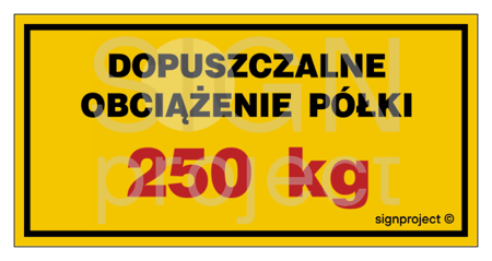 NC118 Dopuszczalne obciążenie półki 250 kg