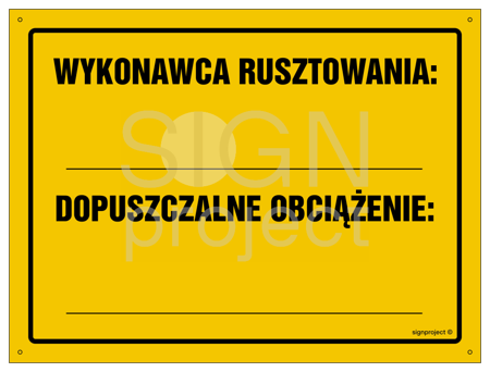 OA129 Wykonawca rusztowania: ... Dopuszczalne obciążenie: ...