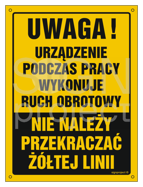 OA169 Uwaga! Ruch obrotowy urządzenia nie przekraczać żółtej linii